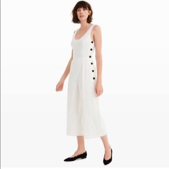 NWT Club Monaco Creme Emberlynn Linen Blend Jumpsuit 0 - Picture 1 of 16